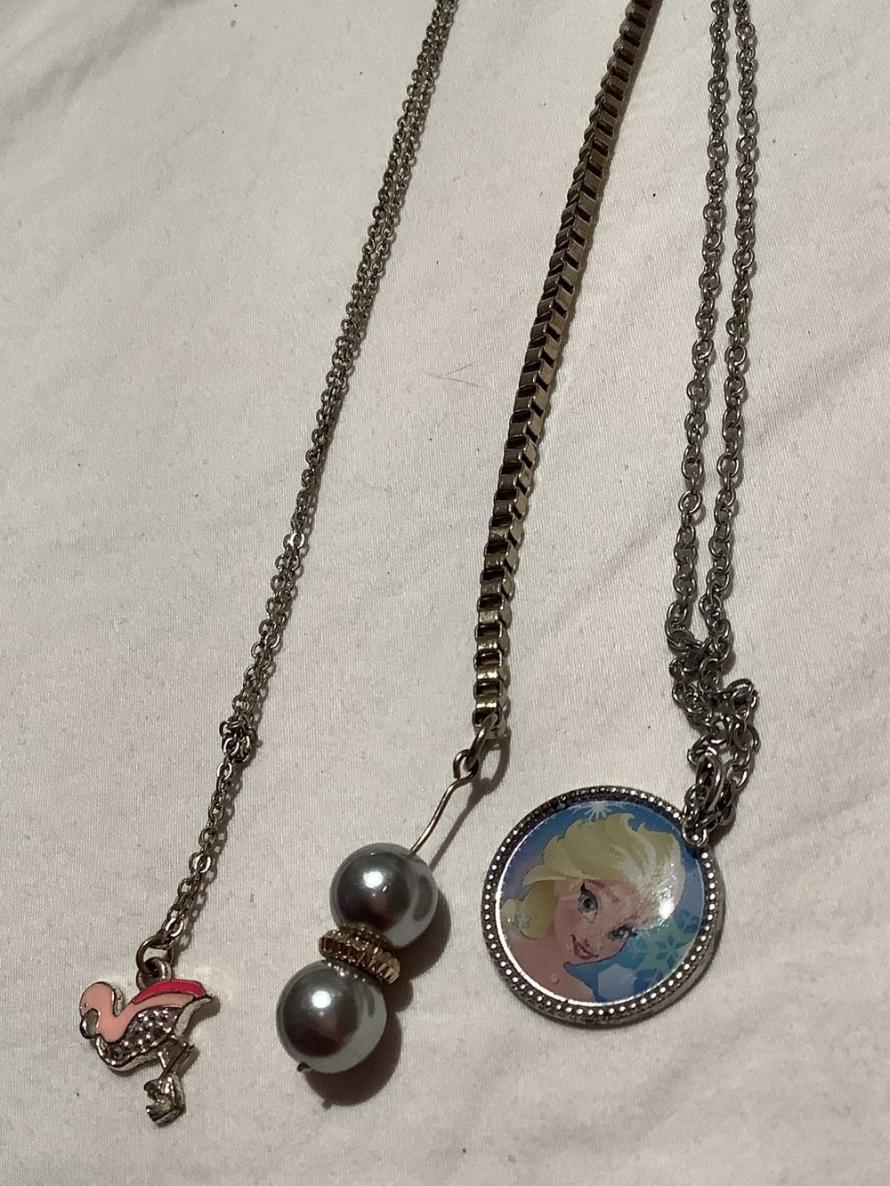 Disney Silver-Tone Elsa Portrait Pendant Necklace with Blue Accents